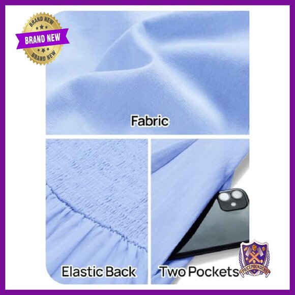 Sleeveless Midi Dress Square Neck Smocked Back A-Line Summer - Picture 6 of 8